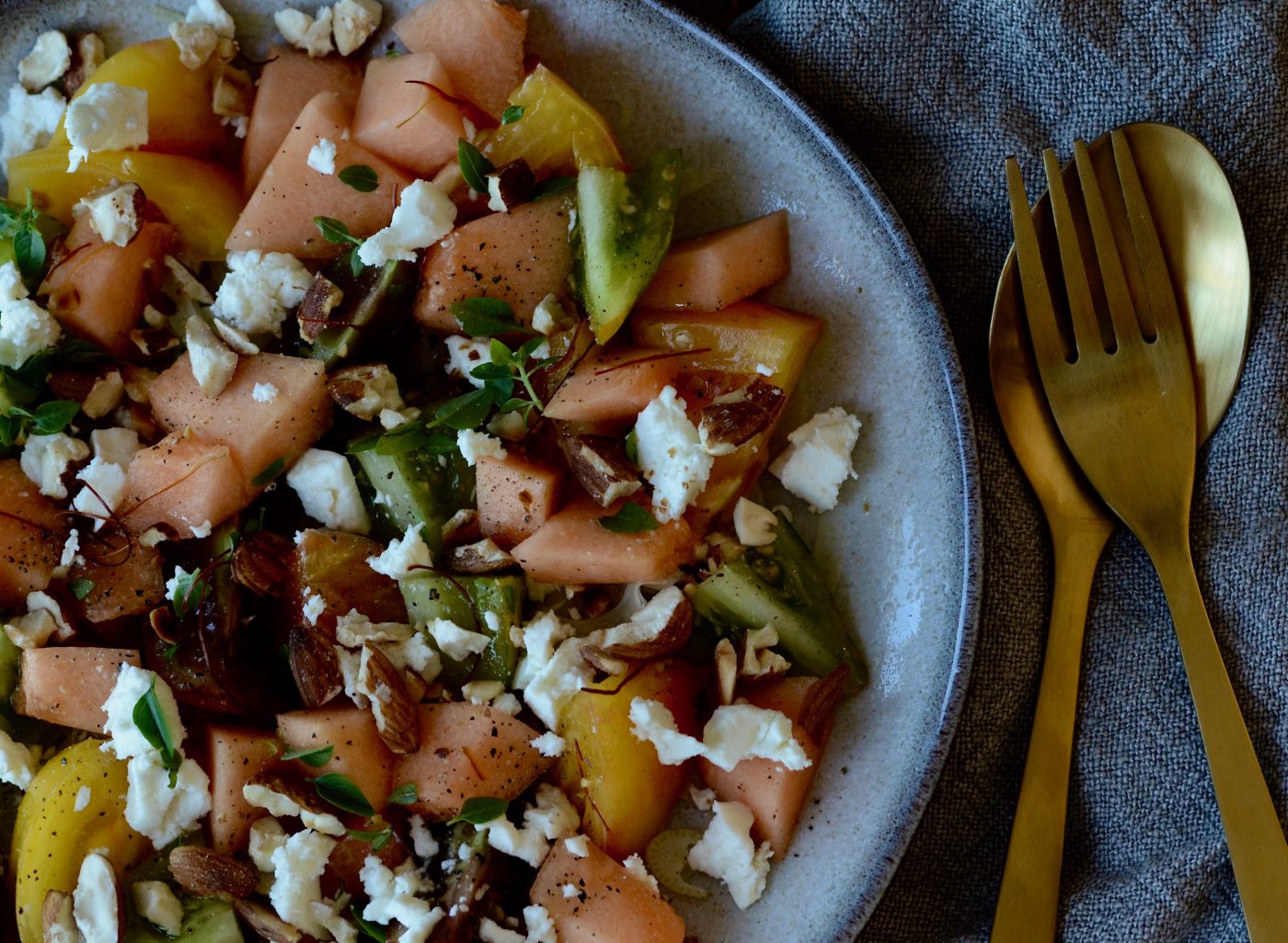 Melonen-Fenchel-Tomatensalat mit Feta und Mandeln – Relaunch ...