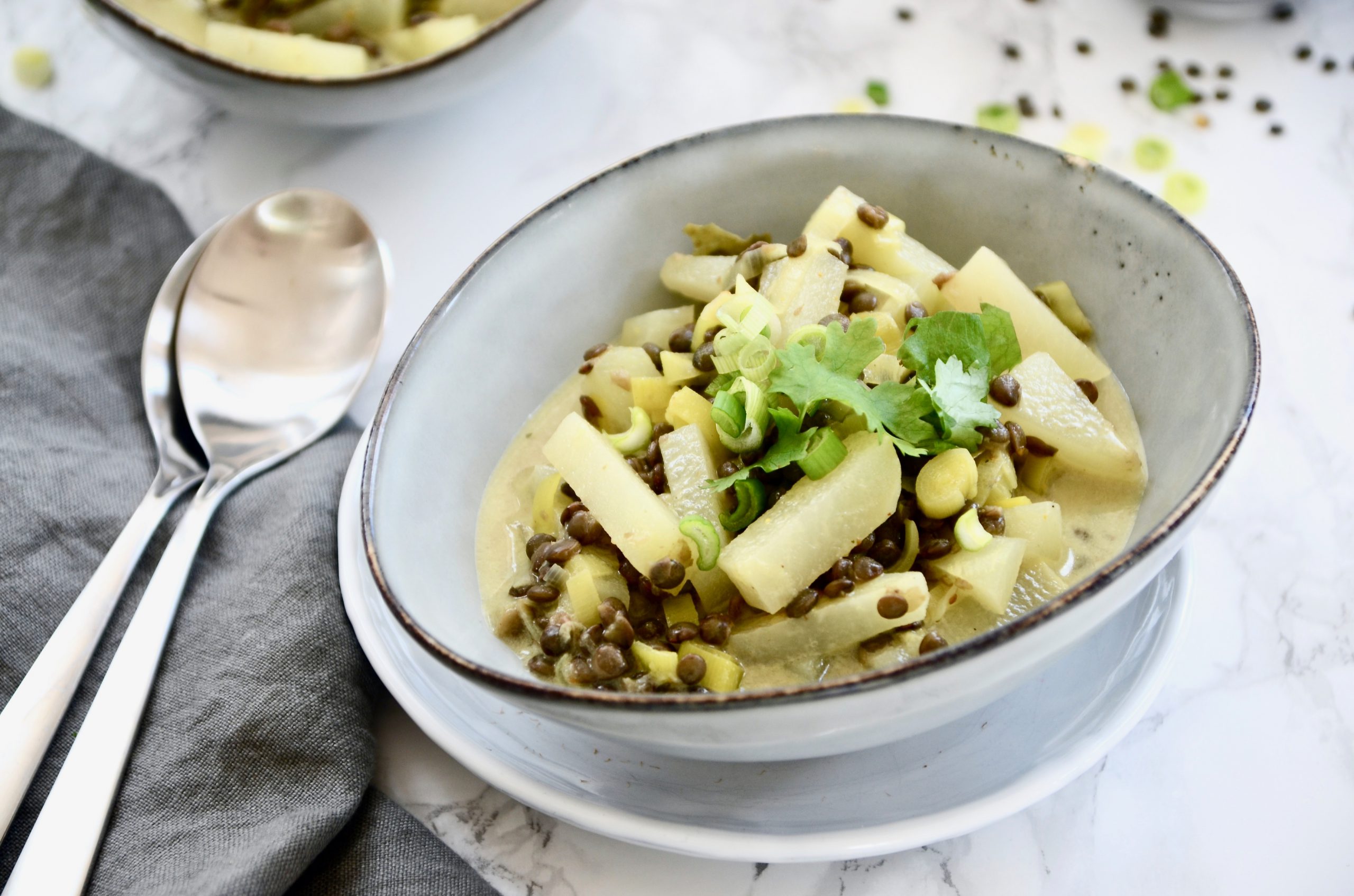 KohlrabiKokoscurry mit grünen Linsen Alternativen. Schokoladenpfeffer