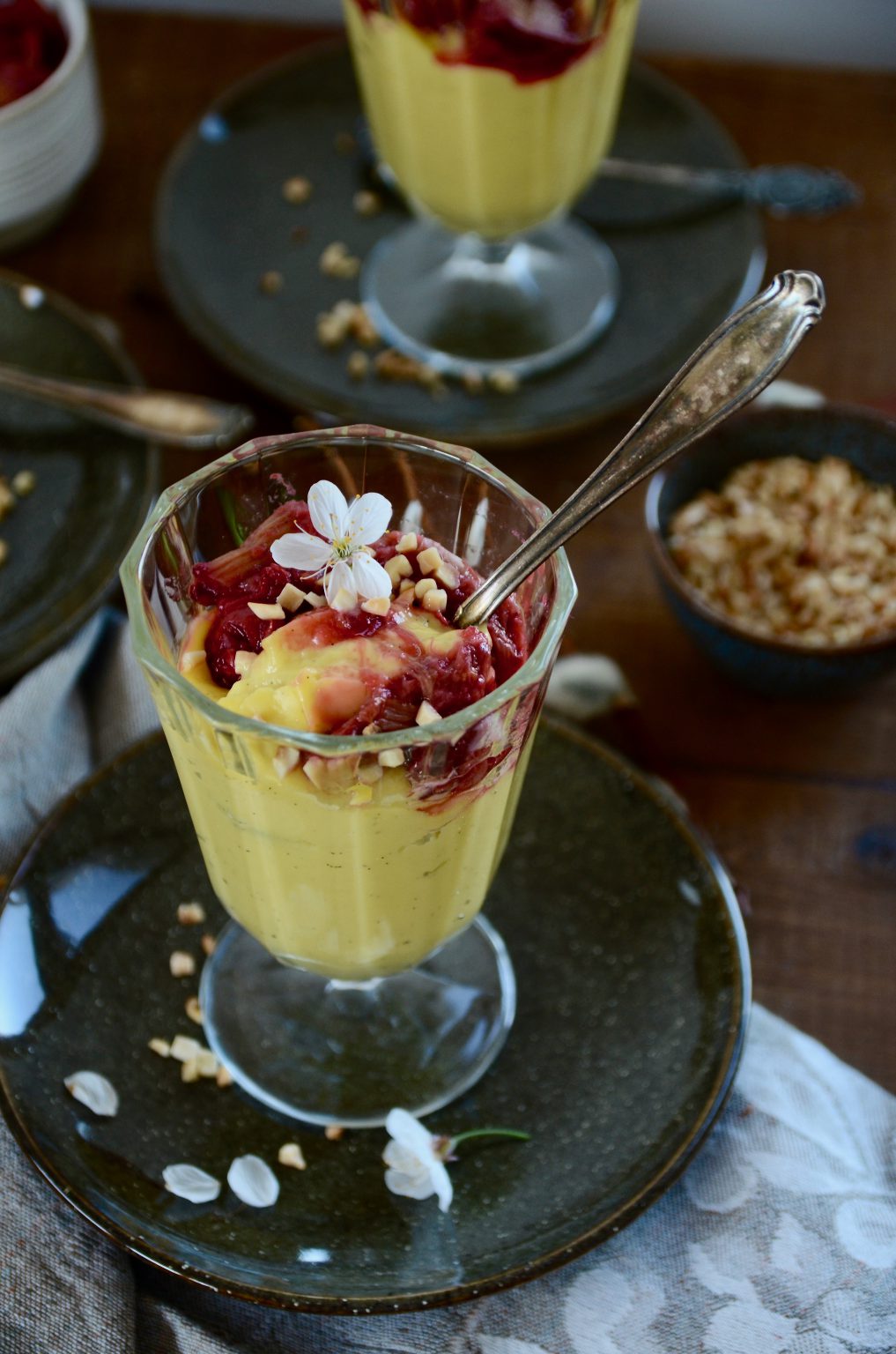 Vanillepudding mit Rhabarber-Himbeerkompott – Auswahl. - Schokoladenpfeffer